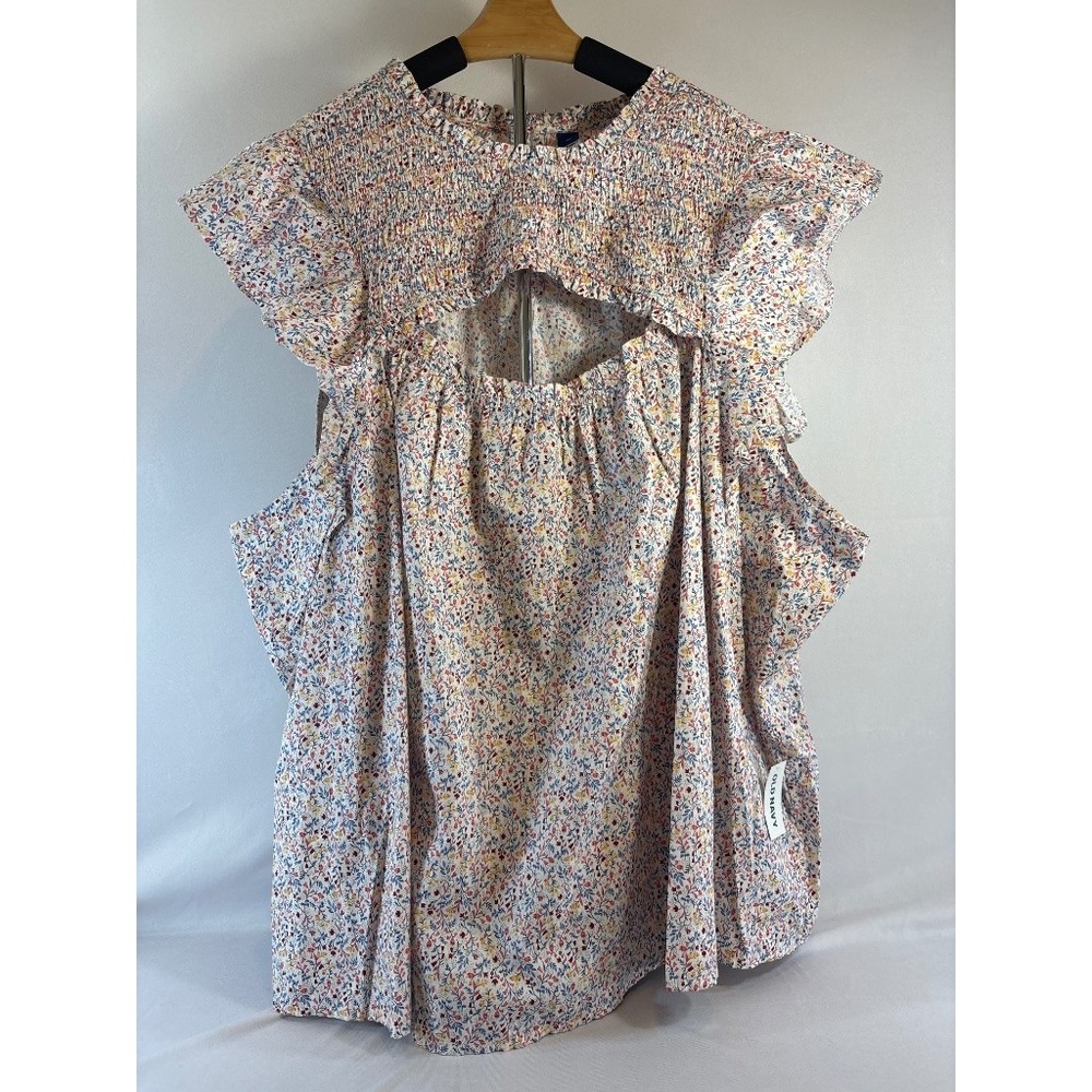 Old Navy Floral Smocked Flutter Sleeve Blouse Boho Cottagecore Top 4X NWT